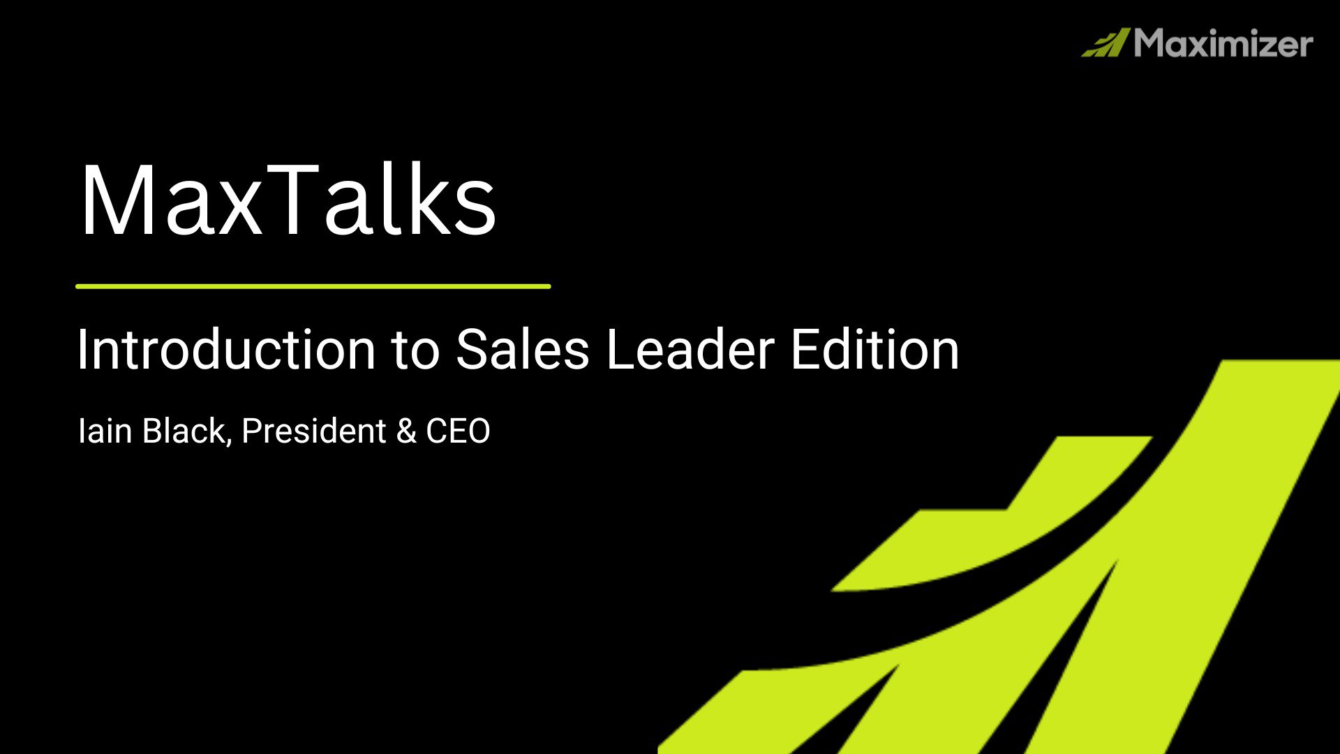 MaxTalks (video) : Introduction to Sales Leader Edition cover