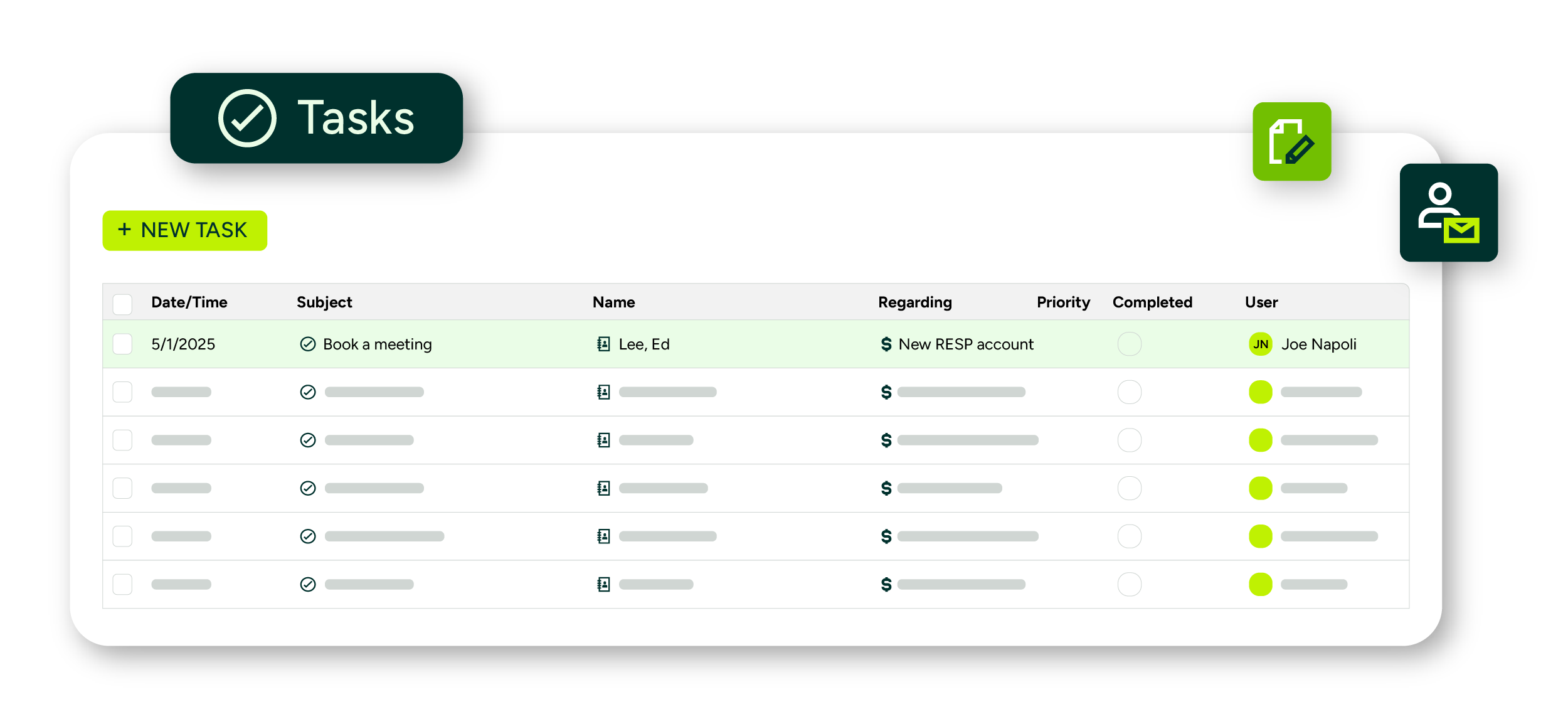 Maximizer CRM accounting software displaying task list view for accountants and CPAs.